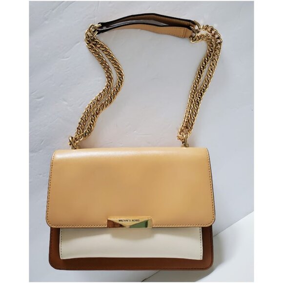 Michael Kors Jade Large Neutral Tri-Color Leather Crossbody - Picture 1 of 15